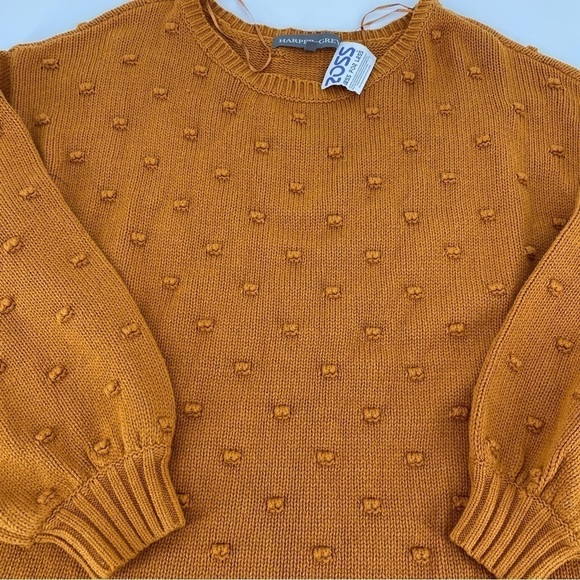 Harper Grey Mustard Textured Polka Dot Sweater - Picture 2 of 7